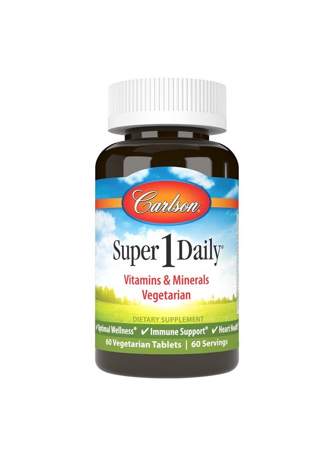 Carlson Super 1 Daily Vegetarian Multiple Formula Multivitamin Optimal Wellness 60 Tablets - Image 1