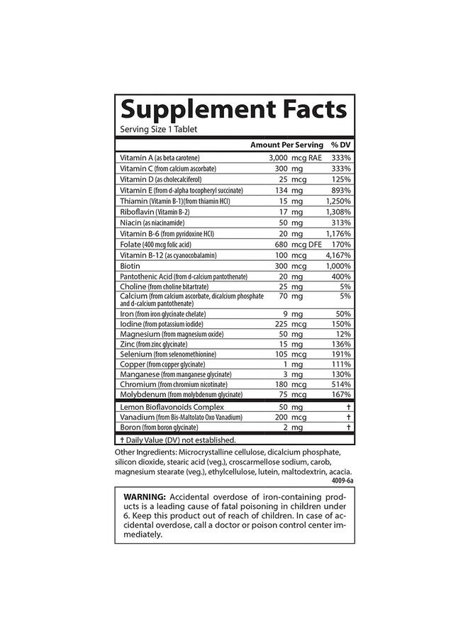 Carlson Super 1 Daily Vegetarian Multiple Formula Multivitamin Optimal Wellness 60 Tablets - Image 5