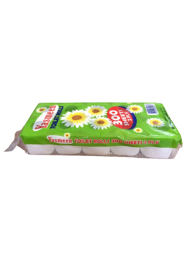 Yasmeen Pack Of 10 2Ply Super Absorbent Embossed Toilet Rolls - 300 Sheets - Image 4