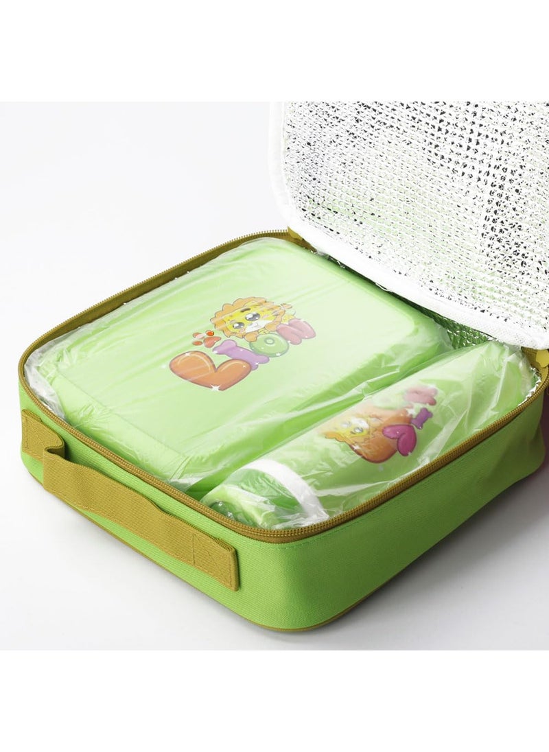 SMILY KIDDOS Smily Kiddos Lunch Combo 800ml Plastic Four compartments Leakproof Lunch Box Food with Water Bottle 350ml and Insulated Lunch Bag | Insulated | (Ages 3-7) (Green)  - Image 5