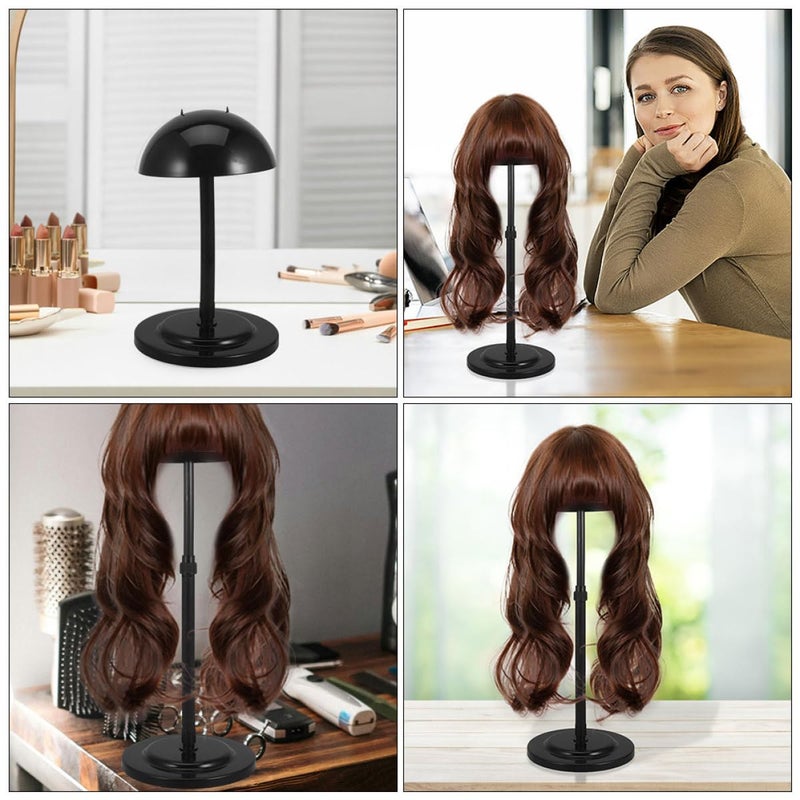 Adjustable Height Wig Display Stand 1 Pair Black Wig Rack For Hair Extensions - Image 5