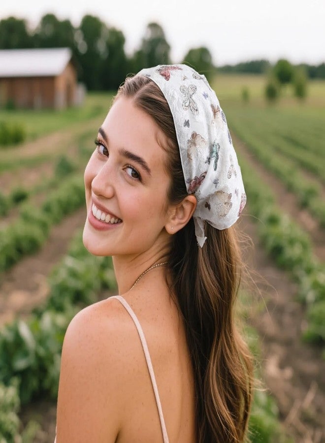 هواتشي وشاح رأس هواتشي للنساء - باندانا فراشات بوهيمية للنساء - باندانا دانتيل للشعر - إكسسوارات صيفية أنيقة وجذابة - Image 5