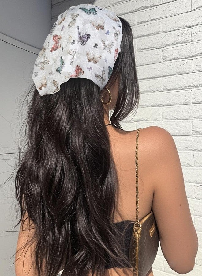 هواتشي وشاح رأس هواتشي للنساء - باندانا فراشات بوهيمية للنساء - باندانا دانتيل للشعر - إكسسوارات صيفية أنيقة وجذابة - Image 1