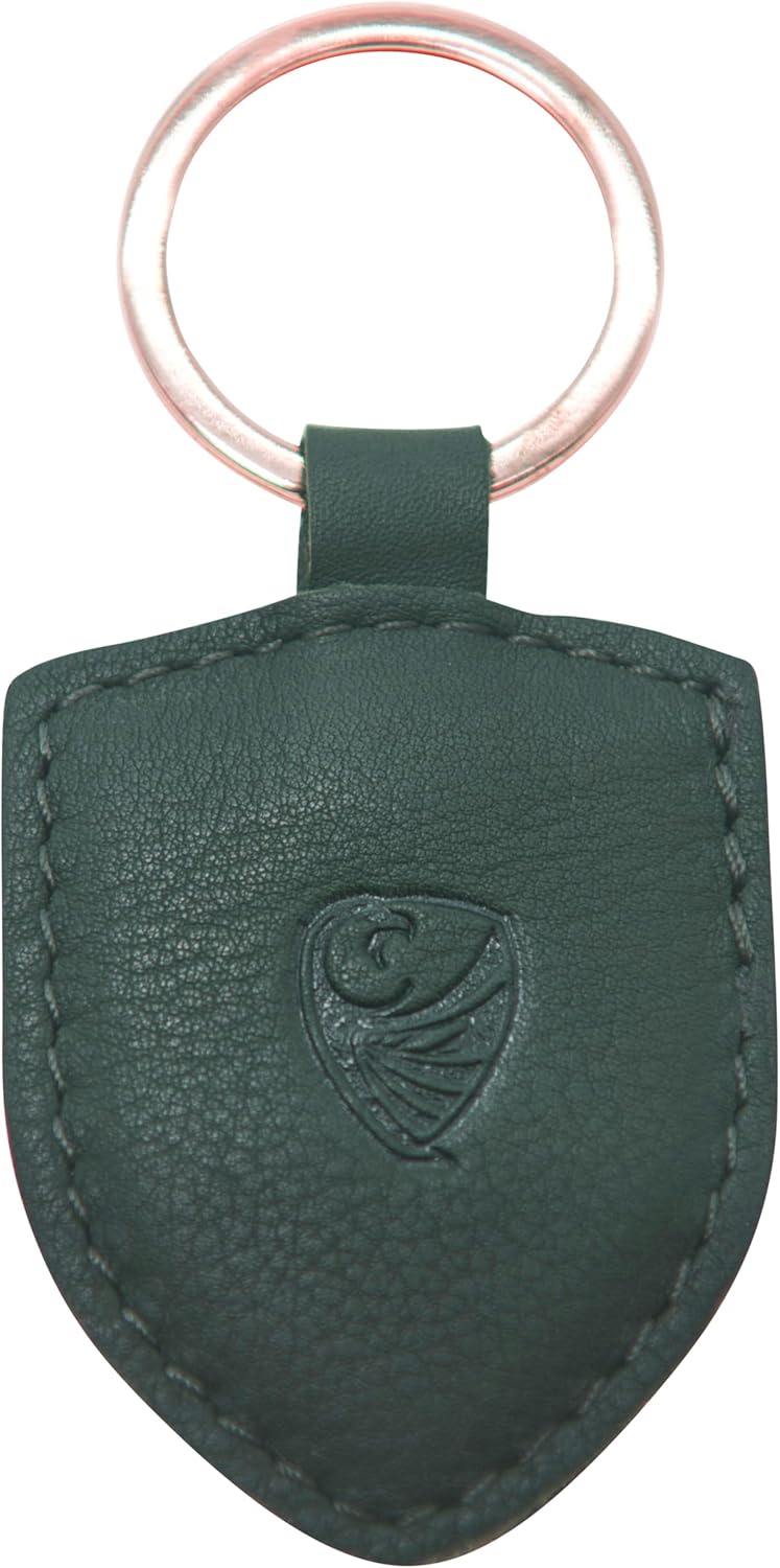 GERMANUS Green Leather Keyring - Durable Key Fob with Split Ring