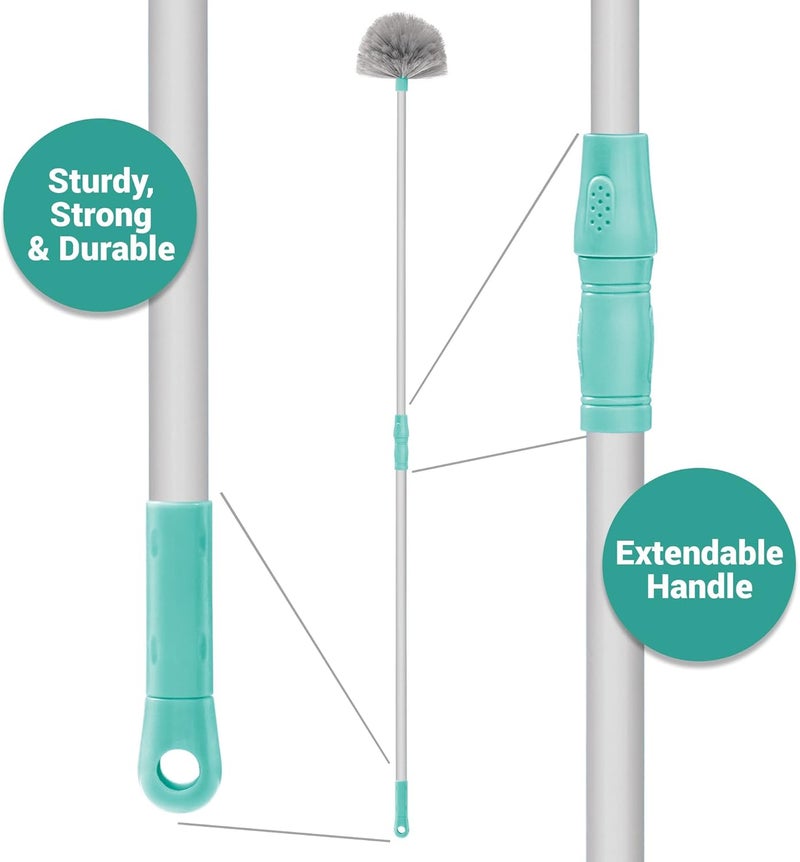 Milton Spotzero by Milton Plastic Web Blaster Jala Cleaning Broom/Brush with Long Extendable Handle and Flexible bristles (Aqua Green) - Image 4