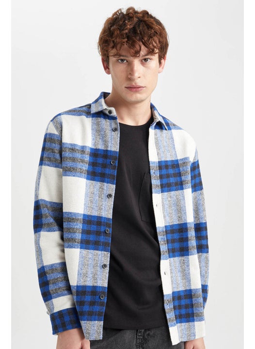 Man Regular Fit Checkered Long Sleeve Shirt