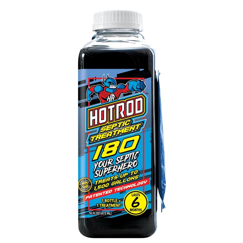 HOTROD Septic Tank Treatment - #1 RATED 6 Month Supply Extends Septic System Life and Prevents Costly Repairs - Industrial Grade - Easy to Use - Safe on Piping and Plumbing - 16oz Liquid - Image 1