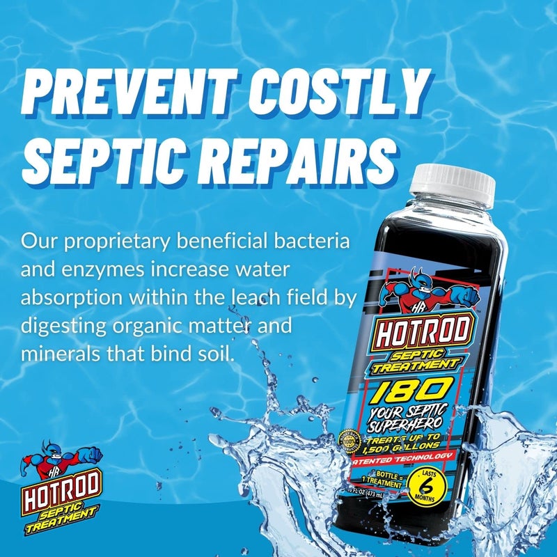 HOTROD Septic Tank Treatment - #1 RATED 6 Month Supply Extends Septic System Life and Prevents Costly Repairs - Industrial Grade - Easy to Use - Safe on Piping and Plumbing - 16oz Liquid - Image 2