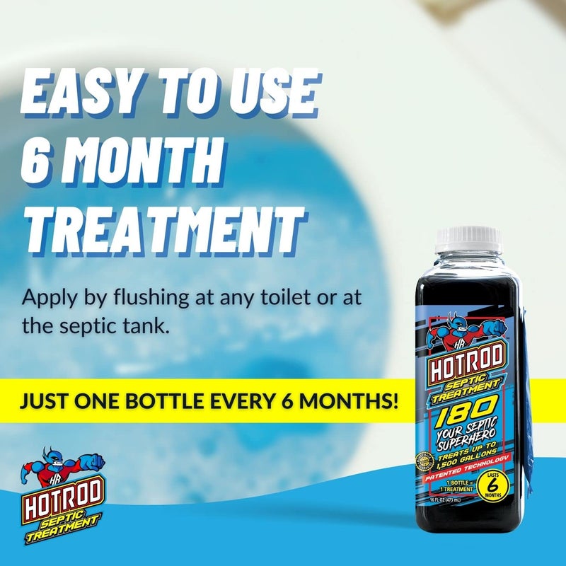 HOTROD Septic Tank Treatment - #1 RATED 6 Month Supply Extends Septic System Life and Prevents Costly Repairs - Industrial Grade - Easy to Use - Safe on Piping and Plumbing - 16oz Liquid - Image 3