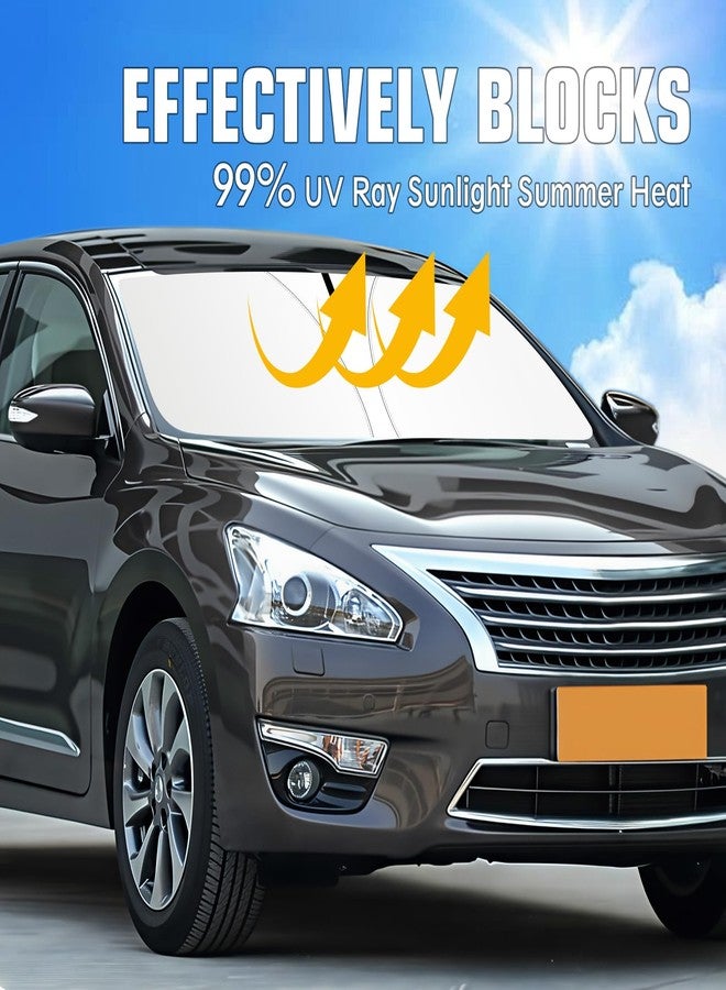 JCRNBU Windshield Sun Shade for Nissan Altima 2013-2018 Foldable Sun Visor Protector for Altima Accessories Sunshade Car Front Window Sunshades Blocks UV Rays - Image 3