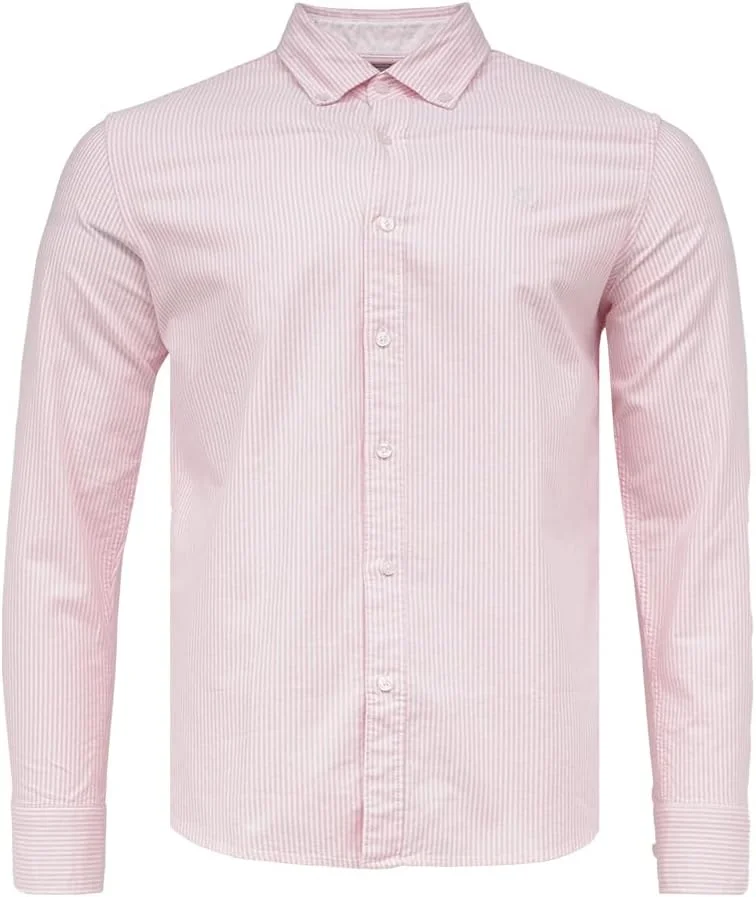 سيدرو Cedro Men's Regular Fit Cotton Shirt with Pink Stripes
