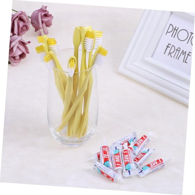 10 قطعة فرشاة أسنان ومعجون أسنان يمكن التخلص منها، مجموعة سفر مغلفة بشكل فردي، ألوان متنوعة - Image 3