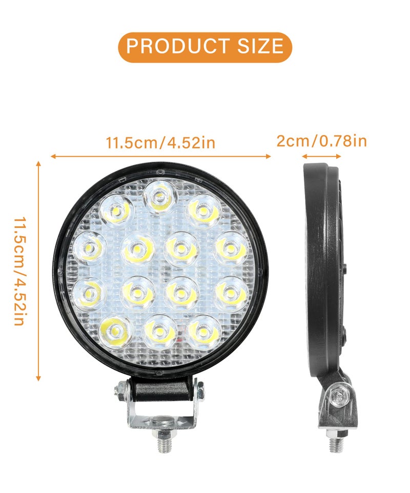 AOCISKA 2PCS 4.5Inch Round LED Offroad Lights,42W Led Round Light Bar Spot Light Fog Light Bumper Work Light, LED Off Road Light Flood Light - Image 2