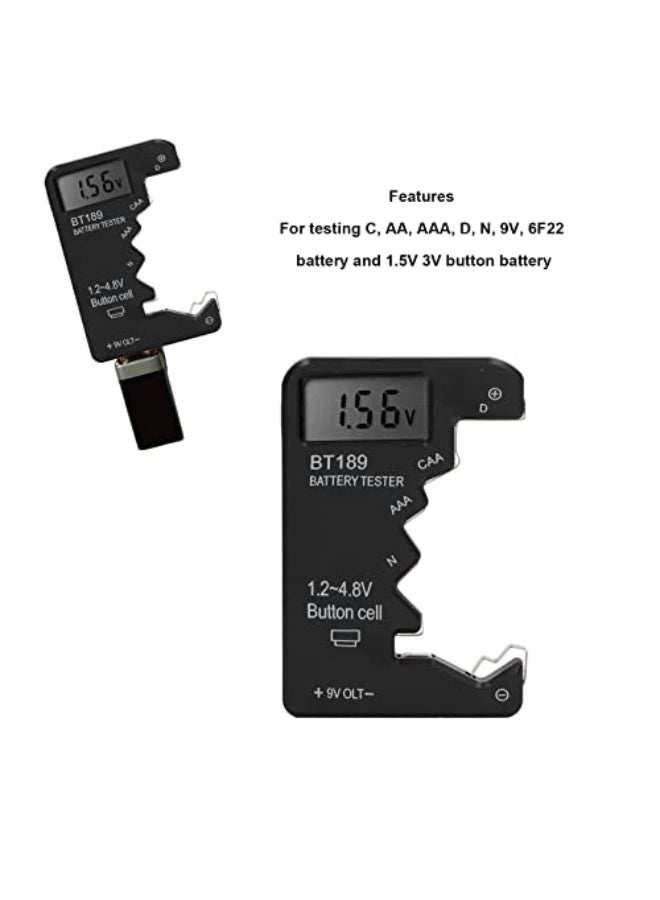Generic Battery Life Checker, Battery Capacity Tester Meter Digital Display Tool for AAA AA 9V 6F22 1.5V, Suitable for C, D, N Batteries with ABS Material (Black)  - Image 3