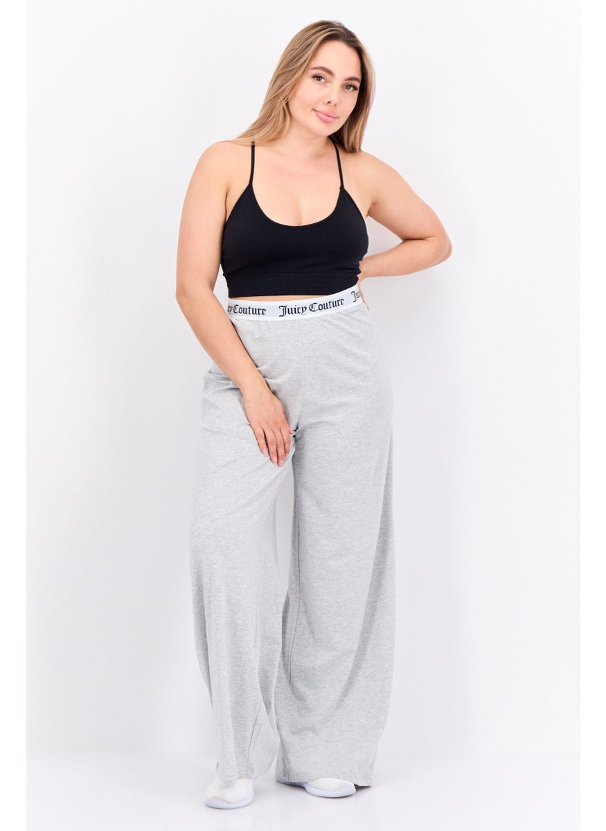 Juicy Couture - Women Regular Fit Brand Logo Wide Leg Pant, Grey - Image 1
