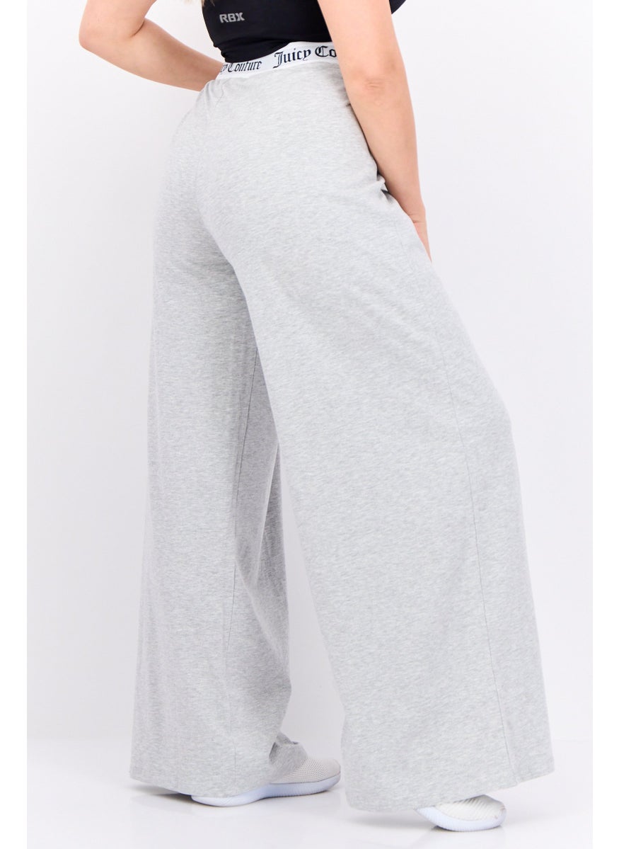 Juicy Couture - Women Regular Fit Brand Logo Wide Leg Pant, Grey - Image 1