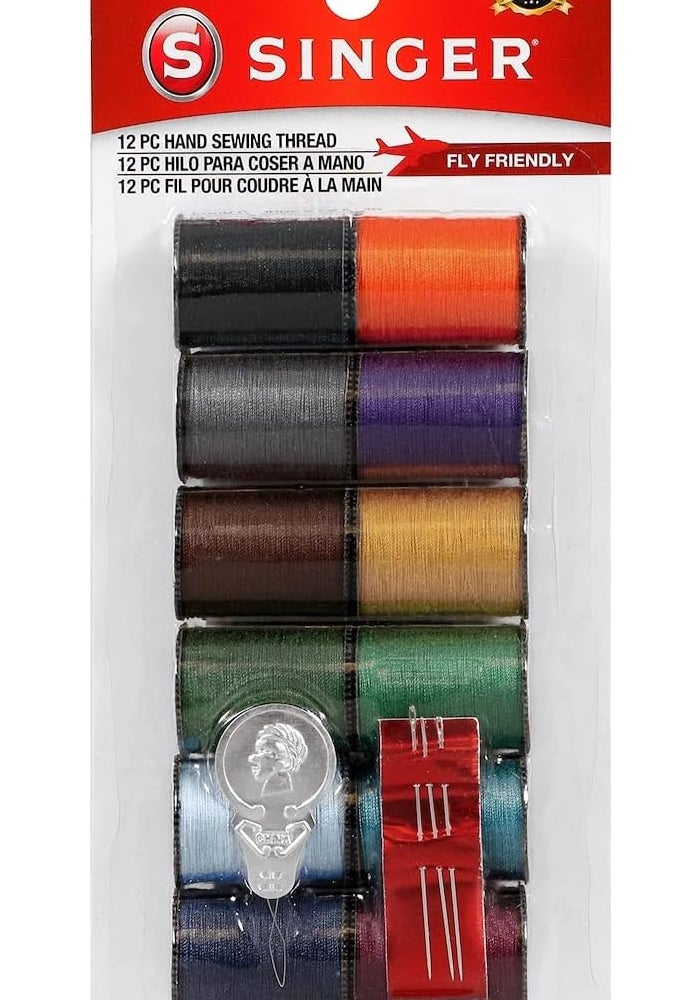 SINGER 60641 Polyester Hand Sewing Thread Set with Assorted Colors - 12 Mini Spools - Image 1