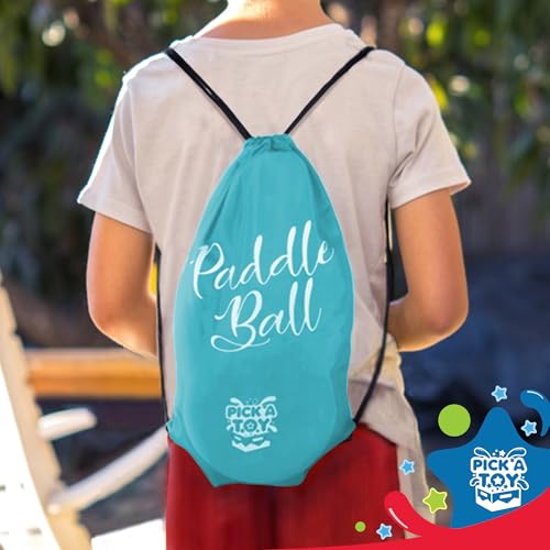 PICK A TOY Wooden Paddle Ball ToySet of 2 with Blue Carry Bag Indoor Outdoor Toy Fun and Classic Paddleball Game for Boys and Girls Party Favor Toys Ages 4 - Image 5