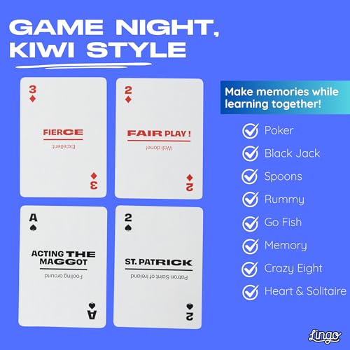 LINGO Kiwi Lingo Playing Cards Travel Flashcards Learn Kiwi Slang Vocabulary in A Fun Easy Way 52 Essential Translations - Image 5