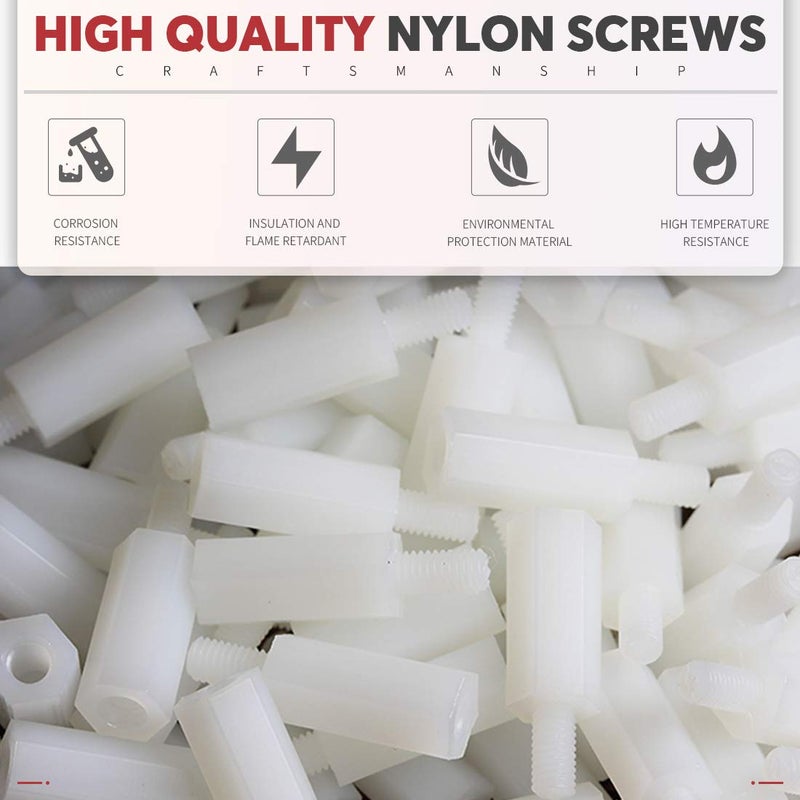 Hilitchi 120pcs M2 Male Female Nylon Hex Spacer Standoff Screw Nut Assortment Kit (Nylon M2) - Image 3