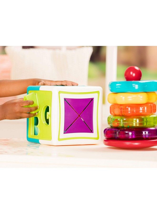 BATTAT Stacking Rings + Shape Sorter Cube Bundle Learning Toys For Kids Age 1 & Up (20 Pc)  - Image 4