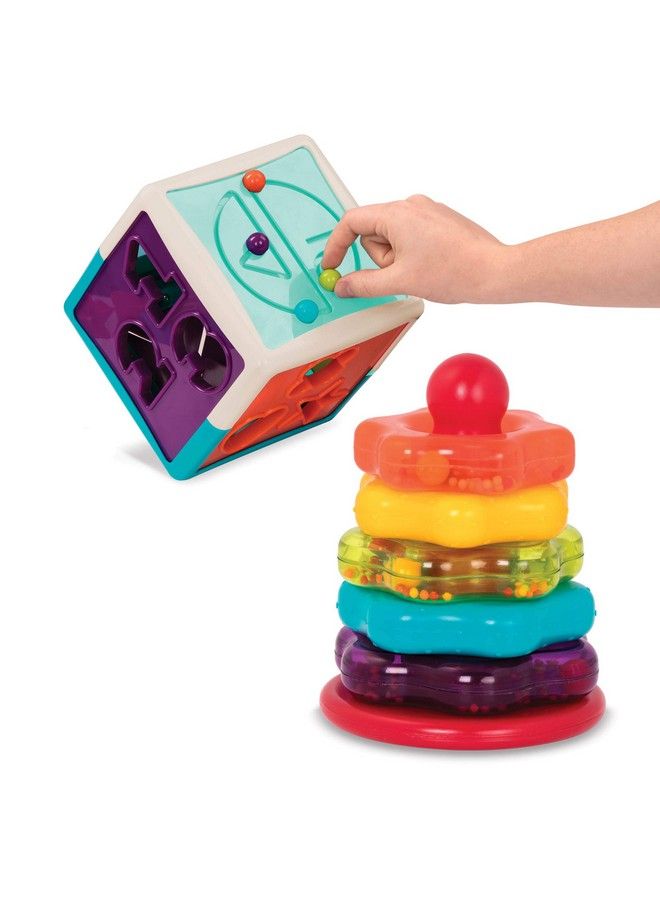BATTAT Stacking Rings + Shape Sorter Cube Bundle Learning Toys For Kids Age 1 & Up (20 Pc)  - Image 3