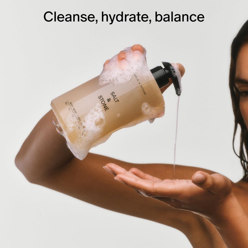 Salt & Stone Body Wash with Antioxidants for Deep Moisture | For Women & Men, Sulfate, Paraben, & Dye Free, Leaving Skin Soft and Hydrated | Black Rose & Oud 32 fl oz - Image 4