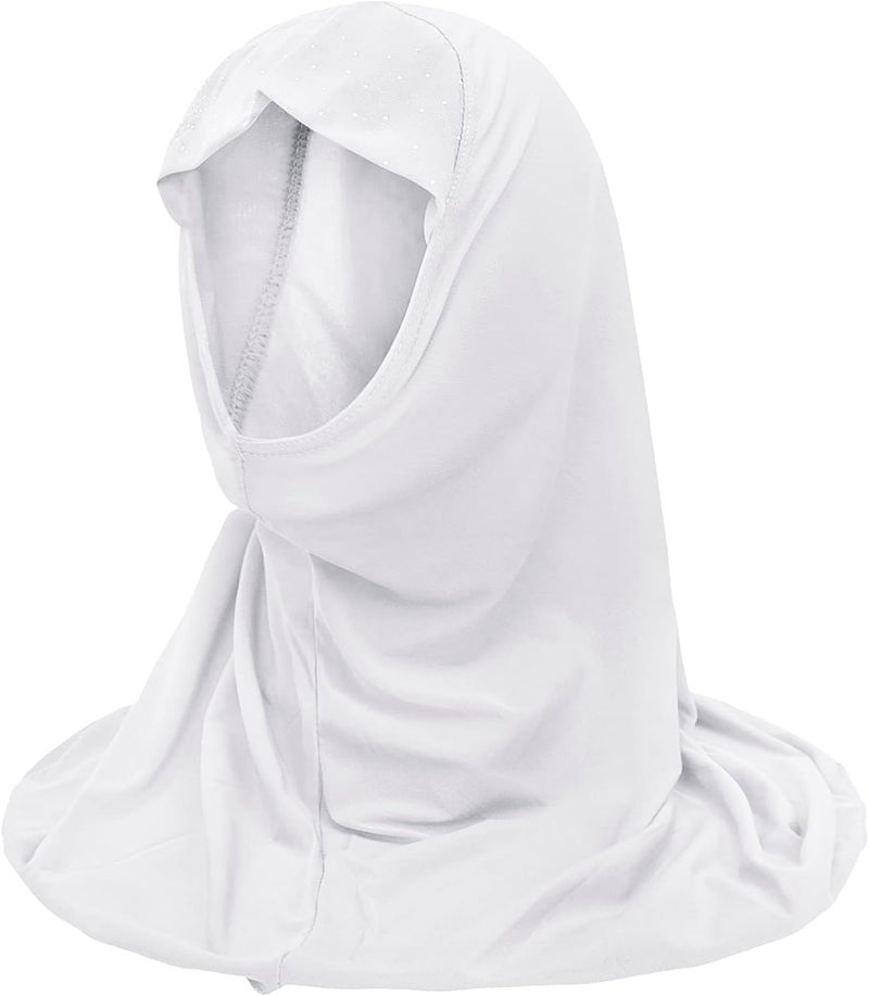 NICEYST Girls Ice Silk Muslim Khimar Hijab Headscarf Flower Arab Scarf Shawls Neck Wrap Islamic Head Wrap for Age 2-7 Years - Image 1