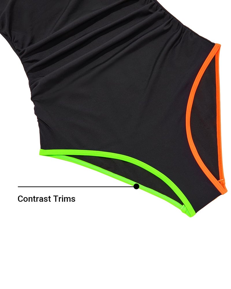 Holipick One Shoulder One Piece Swimsuit for Women Tummy Control Bathing Suits Modest Full Coverage Keyhole Swimwear - Image 5