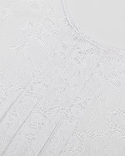 VALOLIA Women's 3/4 Sleeve Lace Tunic Tops - Dressy Blouses for Work, Evening & Night - Plus Size - White XL - Image 3