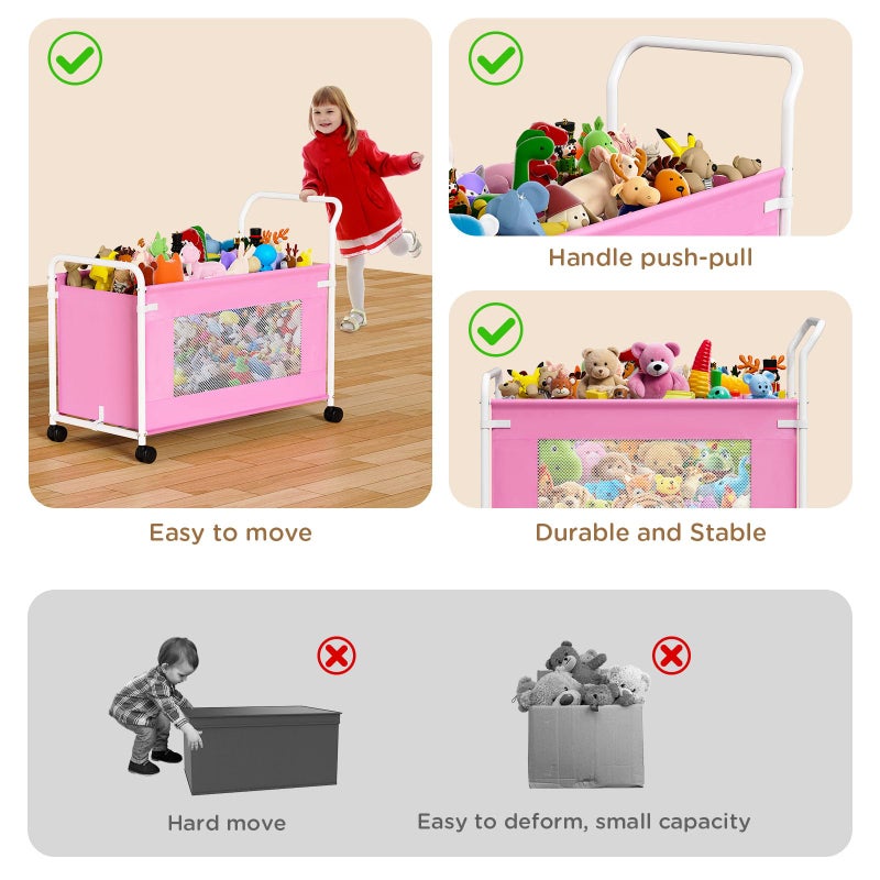 KEEGH Extra Large Toy Box for Kids with 360Â° Rotating Wheels, Heavy Duty Toy Chest for Boys and Girls, Toy Storage Organizer for Kids, Toy Bins for Living Room, Nursery, Bedroom (Pink) - Image 5