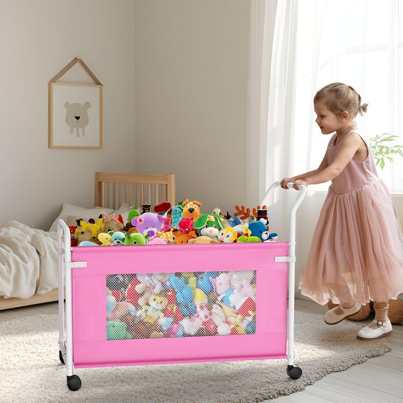 KEEGH Extra Large Toy Box for Kids with 360Â° Rotating Wheels, Heavy Duty Toy Chest for Boys and Girls, Toy Storage Organizer for Kids, Toy Bins for Living Room, Nursery, Bedroom (Pink) - Image 3