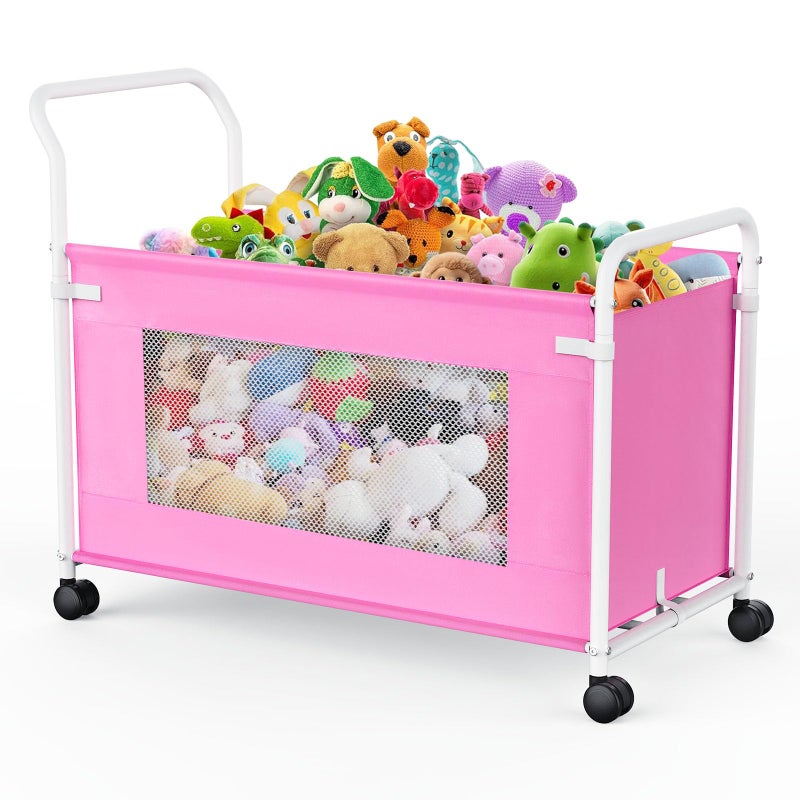 KEEGH Extra Large Toy Box for Kids with 360Â° Rotating Wheels, Heavy Duty Toy Chest for Boys and Girls, Toy Storage Organizer for Kids, Toy Bins for Living Room, Nursery, Bedroom (Pink) - Image 1