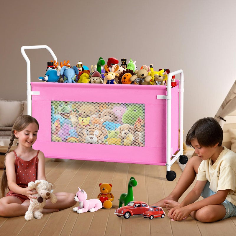 KEEGH Extra Large Toy Box for Kids with 360Â° Rotating Wheels, Heavy Duty Toy Chest for Boys and Girls, Toy Storage Organizer for Kids, Toy Bins for Living Room, Nursery, Bedroom (Pink) - Image 2
