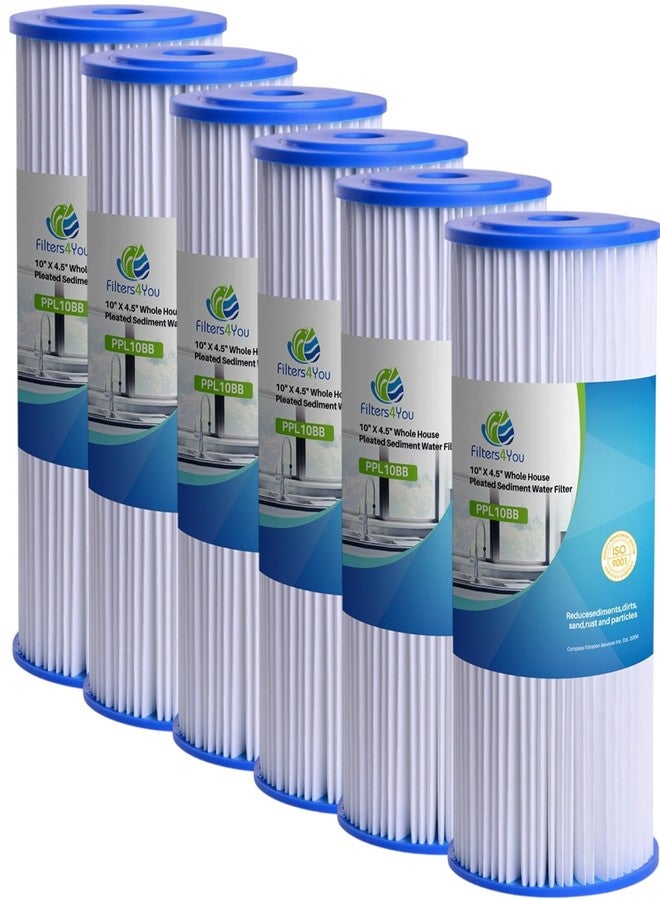 CFS -20 Micron 10"x4.5" Pleated Polyester Water Filter Cartridges Compatible with FXHSC GE FXHSC, R50-BBSA, R50-BB, WFHDC3001, W50PEHD, W50PEHDA Models - Replacement Filter Cartridge - 6 Pack - Image 1