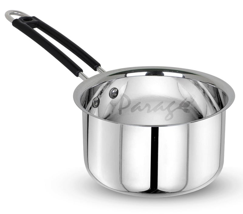 Parage 1 Pieces Stainless Steel Sauce Pan, Tea Pan, Milk Pan Heavy Guage, 1Liters with Heat-Resistant Wire Handle Induction & Gas Stove Friendly (Silver) - Image 1