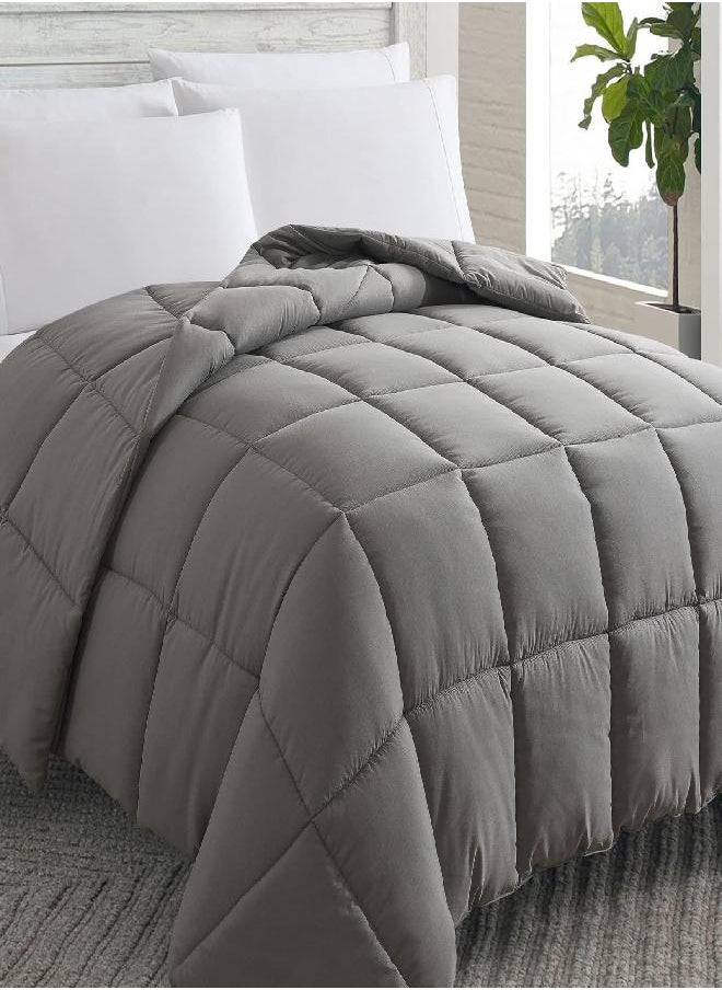 COSYBAY Cosybay Down Alternative Comforter (Dark Grey, Full) - All Season Soft Quilted Full Size Bed Comforter - Reversible Lightweight Duvet Insert with Corner Tabs - Winter Summer Warm Fluffy, 82x86 inches  - Image 1