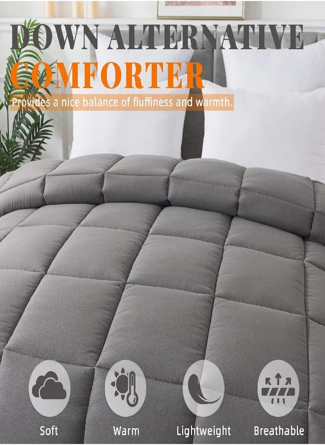 COSYBAY Cosybay Down Alternative Comforter (Dark Grey, Full) - All Season Soft Quilted Full Size Bed Comforter - Reversible Lightweight Duvet Insert with Corner Tabs - Winter Summer Warm Fluffy, 82x86 inches  - Image 3