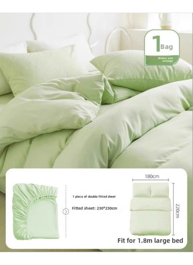 Generic Disposable Bed Sheet Quilt Cover Pillowcase Bed Hat Double Four-piece Set Travel Hotel Dirty-separated Sterilized Non-washable Bedding-Color:Grass Green-Specifications:Single Fitted Sheet (single Bed)  - Image 1