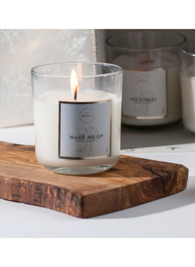 اروما هوم شموع علاجية للسبا من شمع الصويا الطبيعي، مدة احتراق 40 ساعة، مصنوعة في بولندا (أيقظني) - Image 2