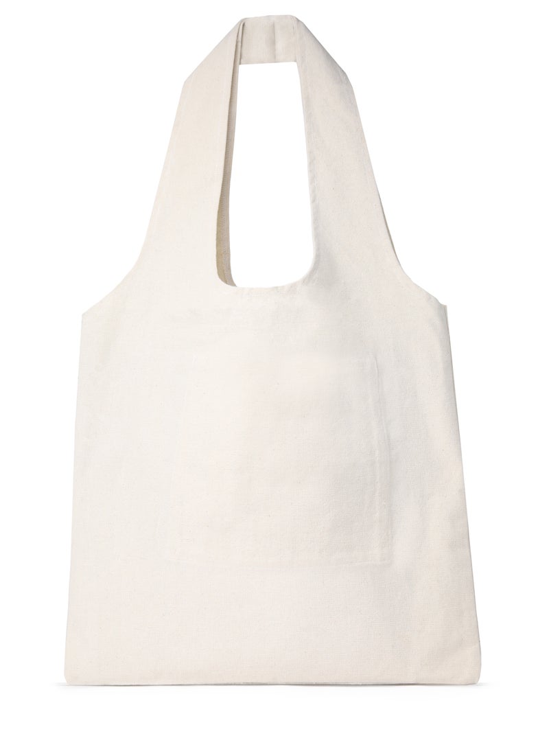 Tote Bag off White Canvas Cotton oval hand /40*35cm  - Image 2