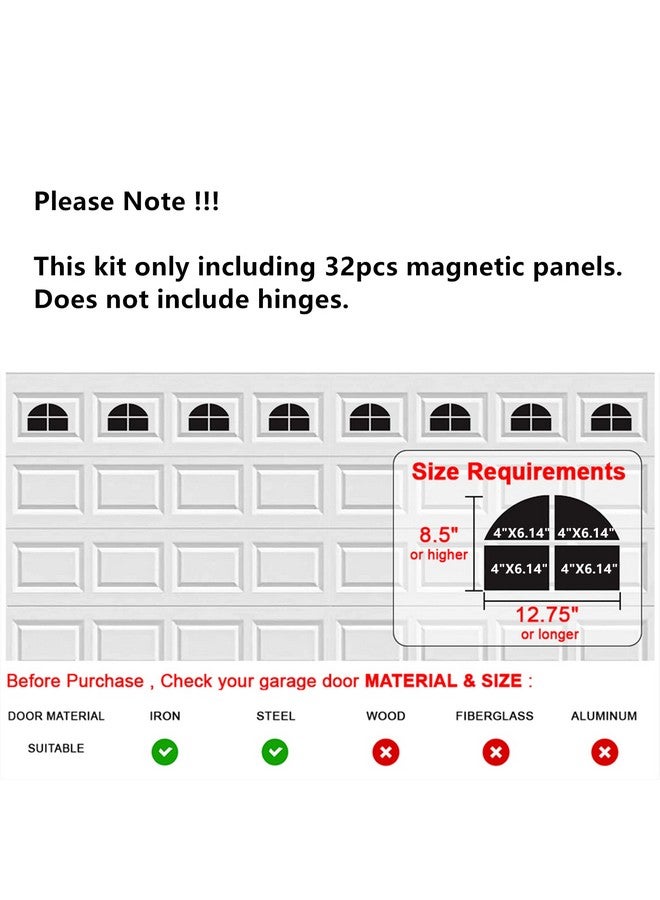 YURROAD 32 Sheets Magnetic Windows Panels for 2 Car Garage Doors Sector Vintage Decoration Windows- Size 6.14" x 4"  - Image 3