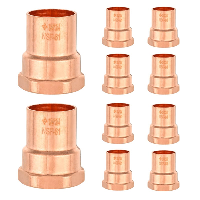 HeSun 10Pack Copper Fittings 34Inch Copper Female Adapter C x FNPT with Sweat Solder Connection - Image 2