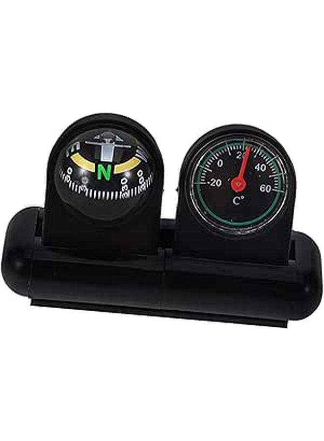 High Accuracy Car Compass Ball With Thermometer Rotatable Dashboard Mount Black For Navigation And Temperature Tracking Multi Purpose Vehicle Instrument For Cars Boats Motorcycles - Image 1
