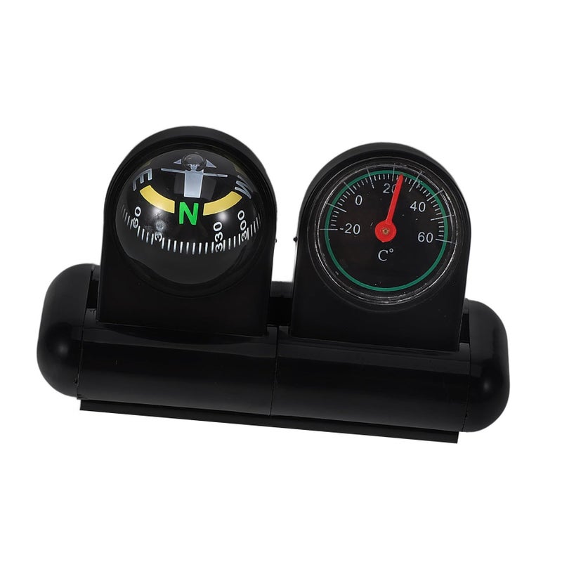 High Accuracy Car Compass Ball With Thermometer Rotatable Dashboard Mount Black For Navigation And Temperature Tracking Multi Purpose Vehicle Instrument For Cars Boats Motorcycles - Image 2
