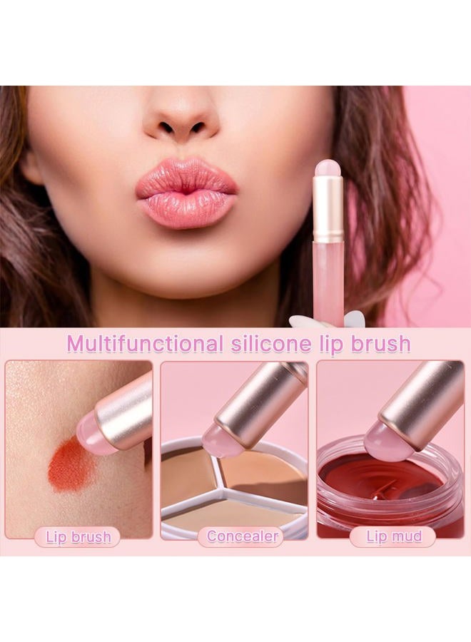 Qivorimith Lip Brush for Lipstick,2 PCS Silicone Lip Brushes,Lip Makeup Applicator Beauty Tool with Lid(Pink) - Image 4
