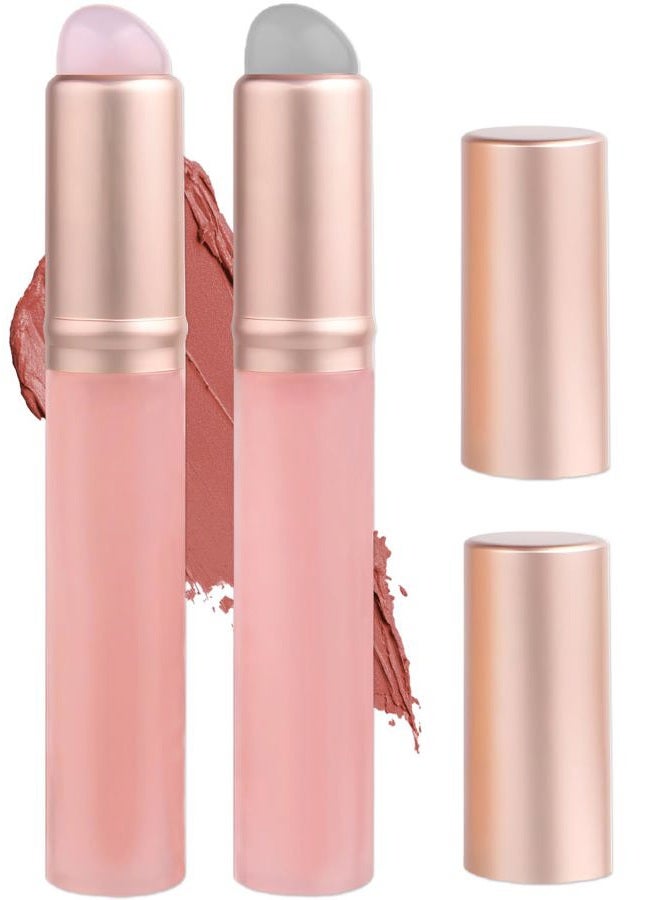 Qivorimith Lip Brush for Lipstick,2 PCS Silicone Lip Brushes,Lip Makeup Applicator Beauty Tool with Lid(Pink) - Image 1
