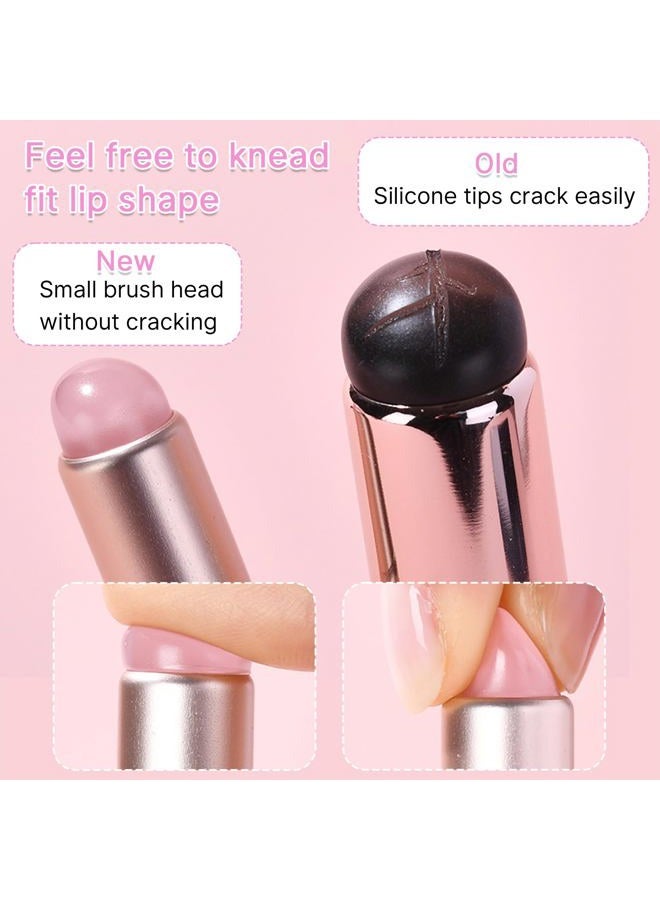Qivorimith Lip Brush for Lipstick,2 PCS Silicone Lip Brushes,Lip Makeup Applicator Beauty Tool with Lid(Pink) - Image 3