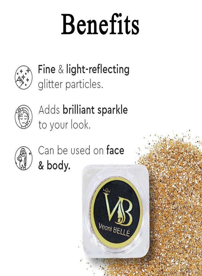 Veoni Belle Gold Waterproof Pigment Shimmering Eyeshadow Loose Glitter Dust for Face & Body 5g Pot - Image 5