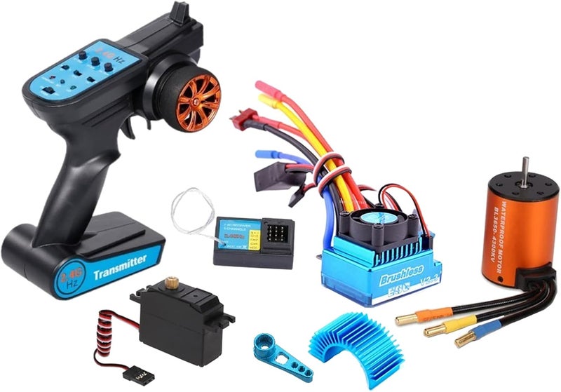 klarako مجموعة 7 قطع 2.4G 3CH جهاز تحكم عن بعد مع مستقبل، 120A ESC بدون فرش، محرك بدون فرش لسيارة WLtoys 12428 12429 12423 FY 03 RC - Image 1